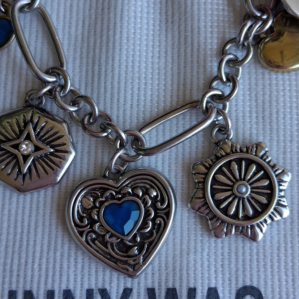 Johnny Was Silver-Tone Heart Charm Bracelet with Blue Accents - Picture 7 of 11